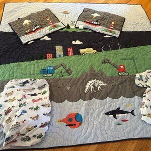 Pottery Barn Kids Big Adventure Full/Queen quilt, shams and sheet set